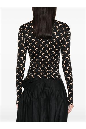 Top in tessuto elasticizzato nero e beige MARINE SERRE | WTS017ACJER0001IT99